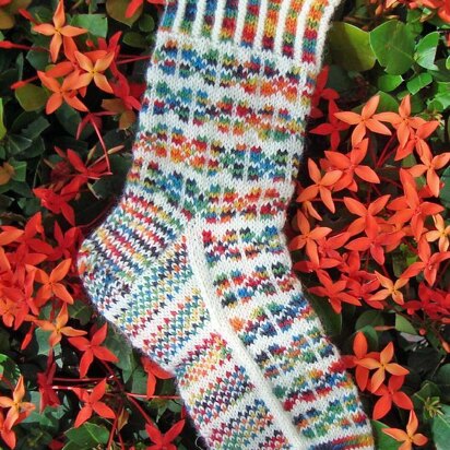 Flower Patch Fair Isle Socks - knitting pattern