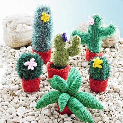 Toy Cacti in King Cole Tinsel and DK - 9136 - Leaflet - knitting pattern