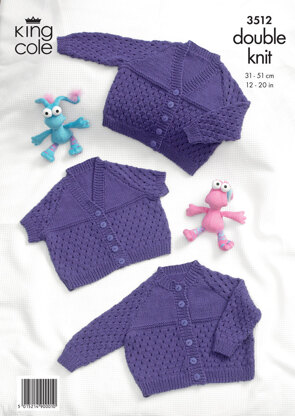 Baby Cardigans in King Cole Cottonsoft DK - 3512