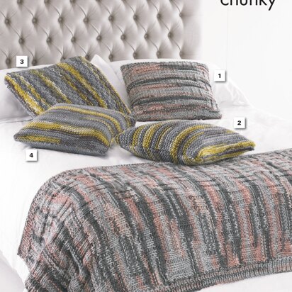 Throw & Cushions in King Cole Quartz Super Chunky - 5642 - Downloadable PDF