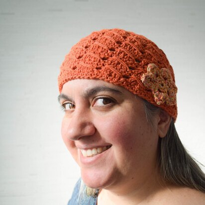 Long Double Crochet Hat with Flower