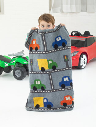 Kleine Decke mit Spielzeugautos in Lion Brand Vanna's Choice - L32281