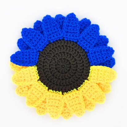 Sunflower coasters in the colors of the Ukrainian flag