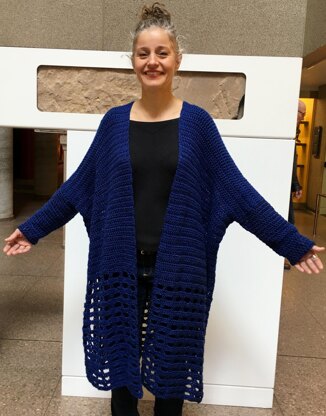 Crochet Cardigan Pattern: Blue Ripples Sweater