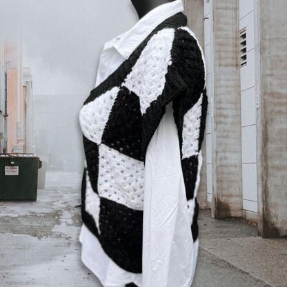Wednesday Chessboard Crochet Vest