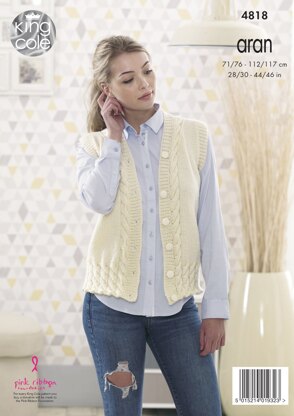 Jacket & Waistcoat in King Cole Fashion Aran - 4818 - Downloadable PDF