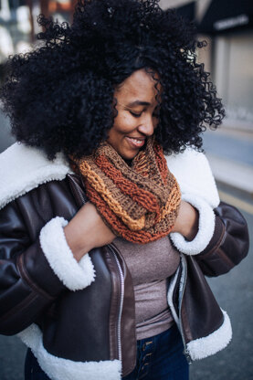Angella Cabled Cowl in Lion Brand Basic Stitch Skein Tones - M20399 BSAP - Downloadable PDF