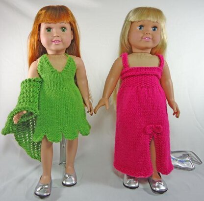 Prom Dresses,  Knitting Patterns fit American Girl and other 18-Inch Dolls