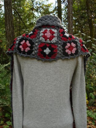 Shawl Collar Granny Square Wrap - PW-104