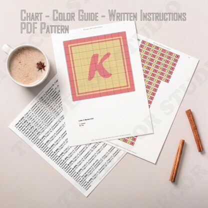 Letter K Name C2C crochet baby blanket pattern | 2 colors design