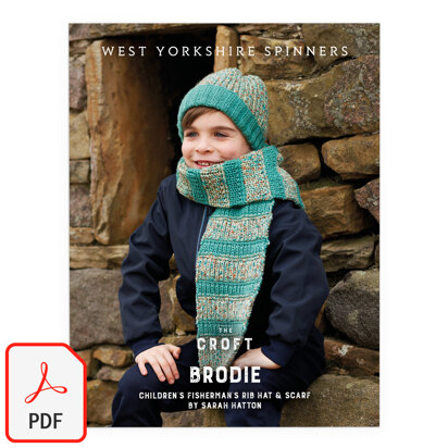 Brodie Children’s Fisherman’s Rib Hat & Scarf By Sarah Hatton in West Yorkshire Spinners - WYS1000270 - Downloadable PDF