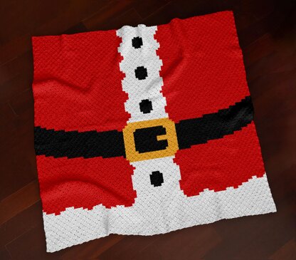 Christmas Blanket Santa Belt Throw C2C CROCHET PATTERN X-Mas Red Festive Coverup
