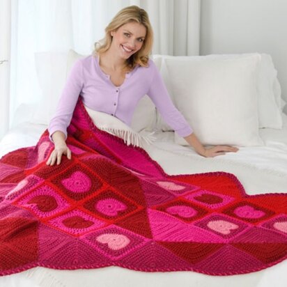 Warm My Heart Throw in Red Heart Super Saver Economy Solids - LW2506