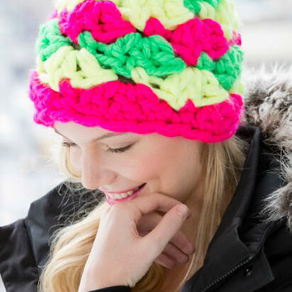 Shell Power Beanie in Red Heart Vivid - LW3626EN - Downloadable PDF