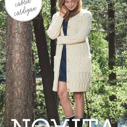 Women's Cabled Cardigan in Novita Nordic Wool - 2 - Downloadable PDF