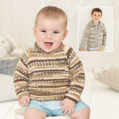 Roll Neck and Collar Sweaters in Sirdar Snuggly Baby Crofter DK - 4753 - Downloadable PDF