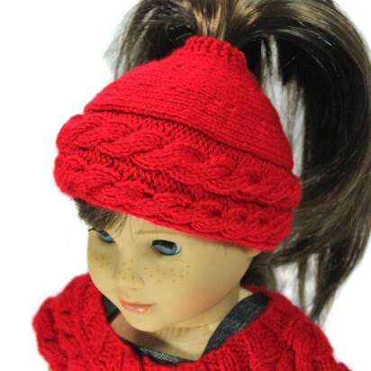 Cable Ponytail Hat - 18" Dolls