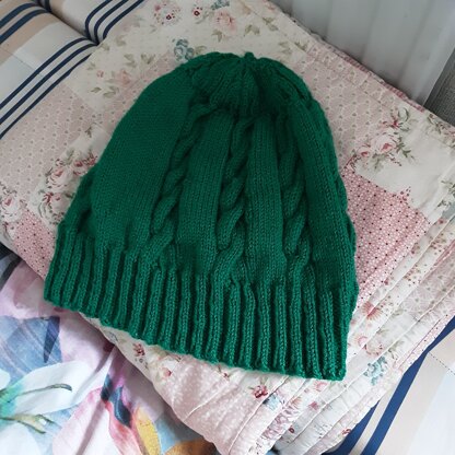 Woolly cable knit hat
