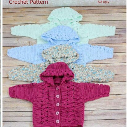 Crochet Pattern baby jacket  4 sizes UK & USA Terms #2