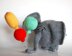 Airy-Fairy Flying elephant with 3 balloons ( knitted round )