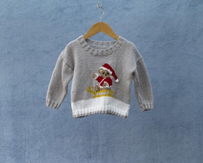 P161 Teddy on a Sleigh Motif Jumper