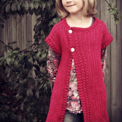 Girls Simple Cable Cardigan