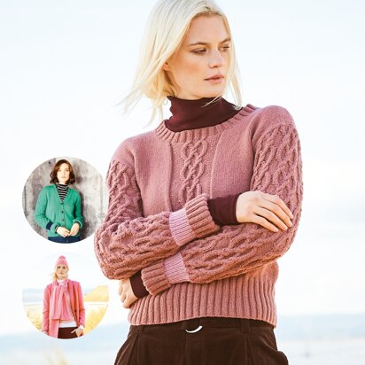 Ladies Sweater, Cardigan, Scarf and Hat in Rico Luxury Super 100 DK - 945 - Downloadable PDF