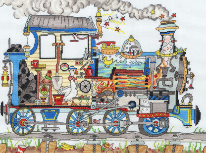 Bothy Threads Cut Thru' Steam Train Cross Stitch Kit - 36cm x 26cm