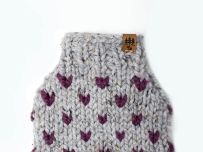 Hot Water Bottle Cover Fair Isle Mini Hearts Chunky Wool