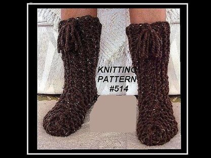514, knitted boot style chunky slippers, newborn to adult