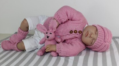 New Baby Matinee Coat & Bunny Set
