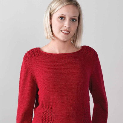 251 Cranberry Boat Neck Pullover - Sweater Knitting Pattern for Women in Valley Yarns Longmeadow