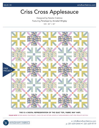 Windham Fabrics Criss Cross Applesauce - Downloadable PDF