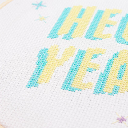 Mint & Make Heck Yeah 8" Cross Stitch Kit with Hoop