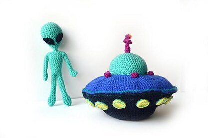 Flying Saucer Crochet Pattern, Aliens Amigurumi, Aliens Crochet Pattern, Flying Saucer Amigurumi