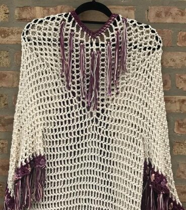 Tribal Open Poncho With Sleeves