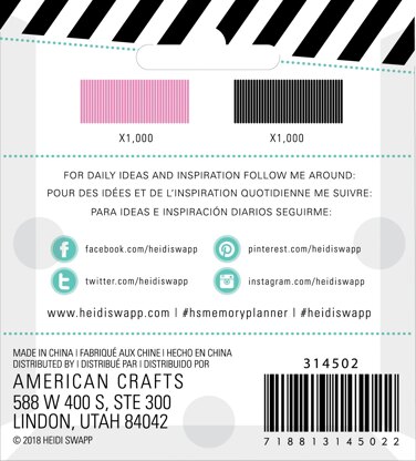 American Crafts Heidi Swapp Memory Planner Mini Stapler Refill 2,000/Pkg - Color Fresh, Pink & Black