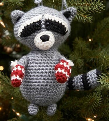 Raccoon Ornament in Red Heart Soft Solids - LW3700