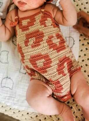 LEO Newborn cotton Romper with animal print crochet pattern