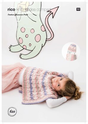 Poncho, Hat and Scarf in Rico Creative Glowworm Print - 620 - Downloadable PDF