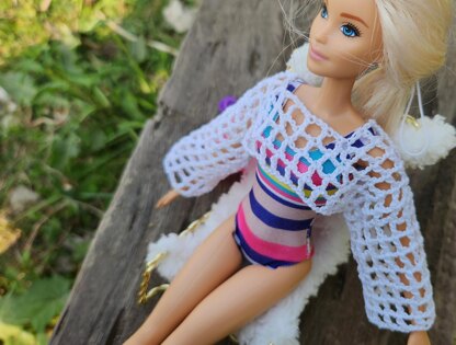 Cropped Mesh Top for Barbie