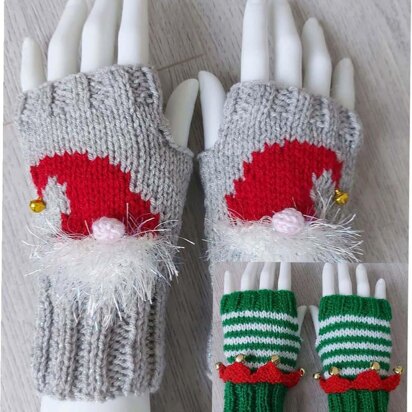 Elf & Gonk Fingerless Gloves Ladies Christmas Gnome BB055