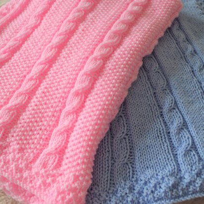 Cable Baby Blankets in two simple designs