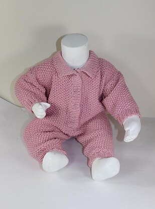 Baby Simple Aran Moss Stitch Collar Onesie