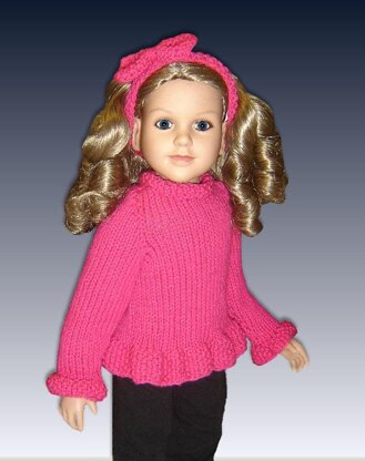 Ruffle edged sweater fits My Twinn, 23 inch dolls