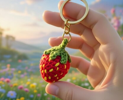 Crochet Strawberry Keychain Pattern – PDF + Video Tutorial