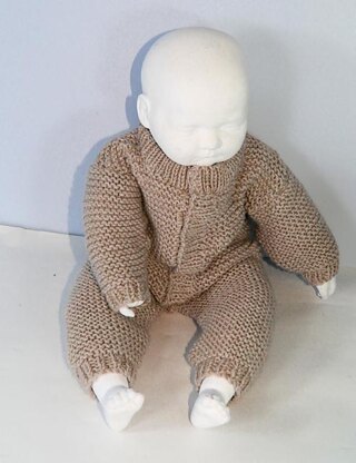 Baby Simple Aran Garter Stitch Onesie