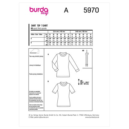Burda Style Misses' Slim Fit Top with Neckband B5970 - Sewing Pattern