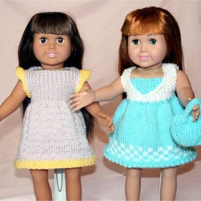 Country Summer Dresses, Knitting Patterns fit American Girl and other 18-Inch Dolls