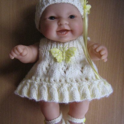 8" Berenguer Doll Frill Hem Dress